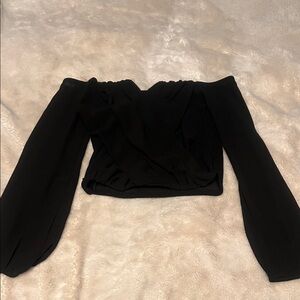 Chic Black Off-Shoulder Women's Blouse